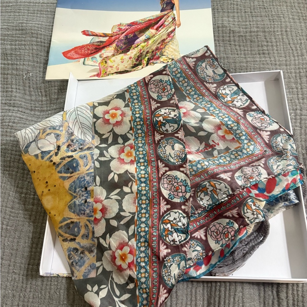 Johnny Was Multicolor Floral Scarf